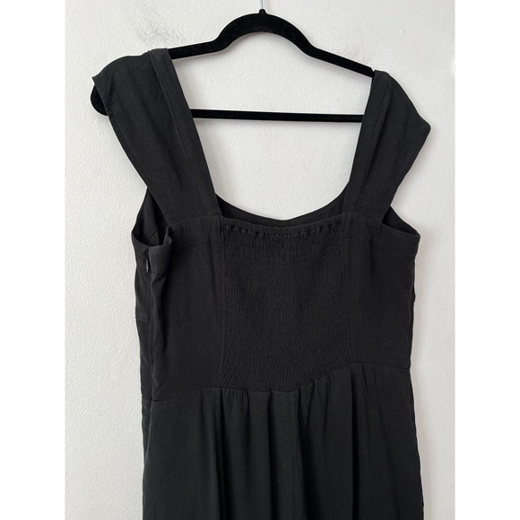 NWT Madewell Black Cap Sleeve Crop Wide Leg Smocked Jumpsuit Womens Size 0 - Picture 6 of 9